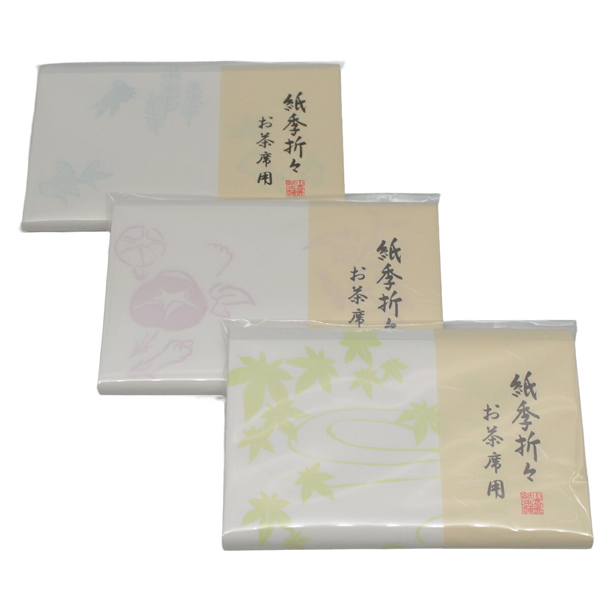 【茶道具】懐紙　紙季折々　絵懐紙　金魚　朝顔　青もみじ 1帖 (30枚）メール便発送9個まで　夏　懐紙
