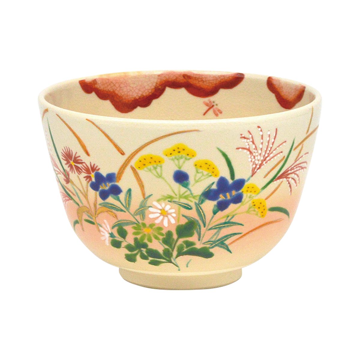 【茶道具】茶碗　御本　秋草　水出宋絢作　（化粧箱）