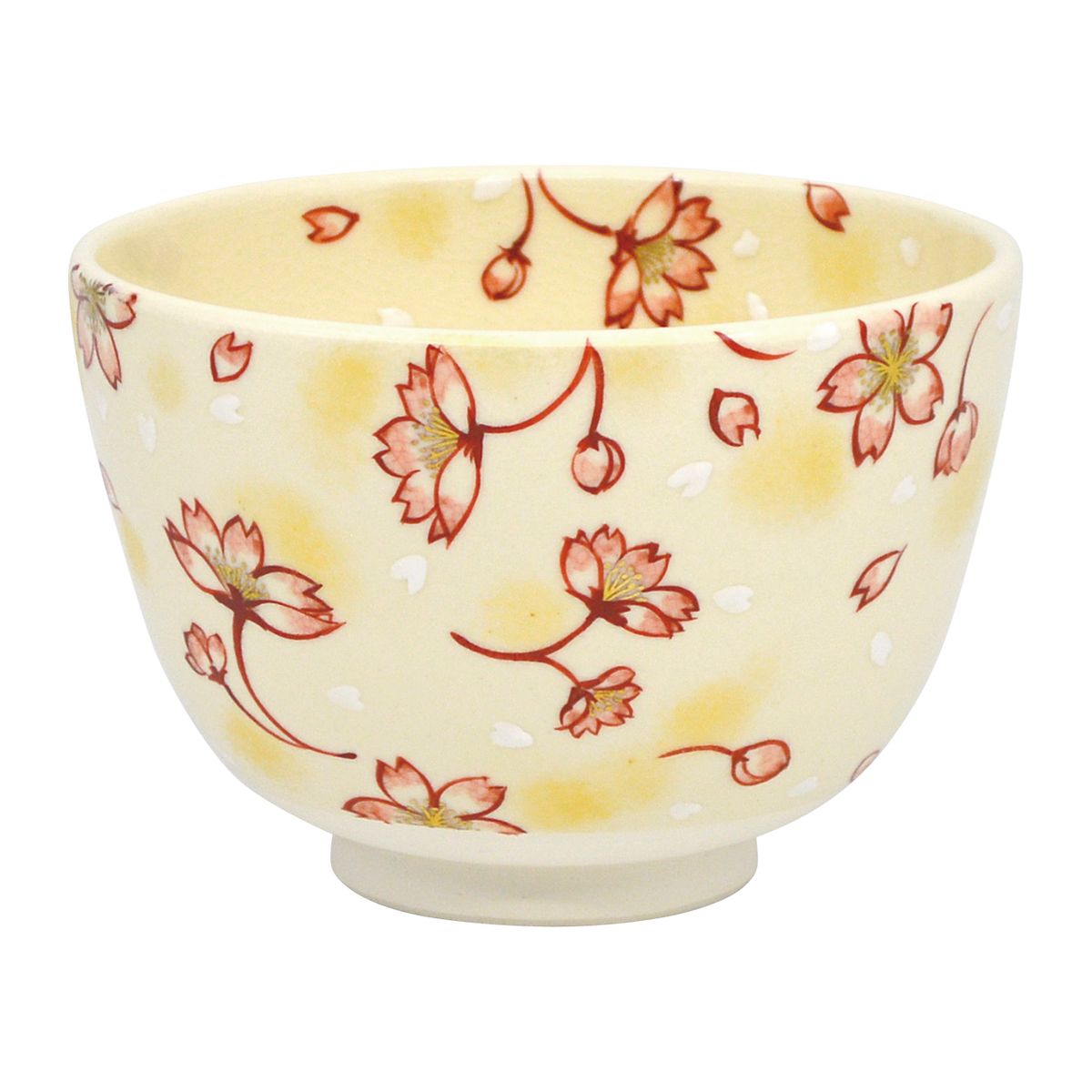 【茶道具】茶碗 仁清 舞桜 水出宋絢作 桜 抹茶茶碗 春 抹茶茶碗 （化粧箱）