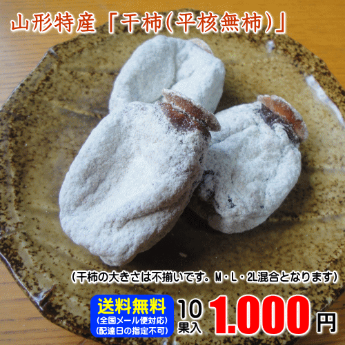 干柿（平核無柿/大きさ不揃い10果入）【メール便対応の為、代金引換・配達日・時間帯のご指定は不可となります。商品は郵便ポストへ直接配達となります】【2袋まで同梱対応可】