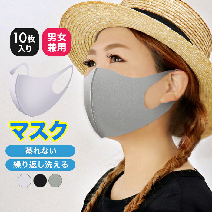 【10枚セット】 マスク 洗える 白 黒 立体マスク カラー