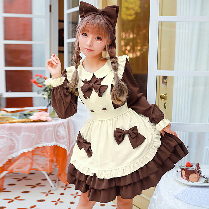 楽天市場】メイド服 長袖(カラーブラウン)の通販 楽天市場】メイド服 長袖(カラーブラウン)の通販
