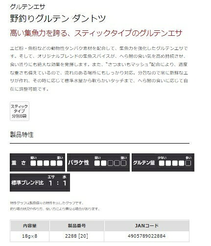 マルキュー 野釣りグルテン ダントツ 餌 へら用 【セールA】【春の大感謝祭】 toukaiturigu-10085390 東海つり具 楽天市場店 サンプル画像3