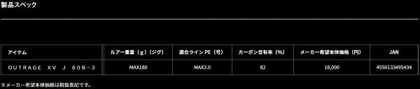 アウトレイジ XV J 60B-3 の商品画像3枚目