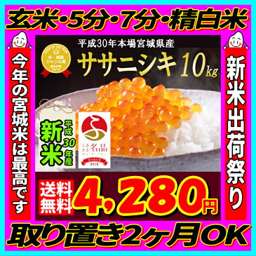 ■新米■30年産 宮城県産 ササニシキ 10kg 玄米,5分,7分,精白米(精米時重量約1割減) 【米】【dp】【2018ne】