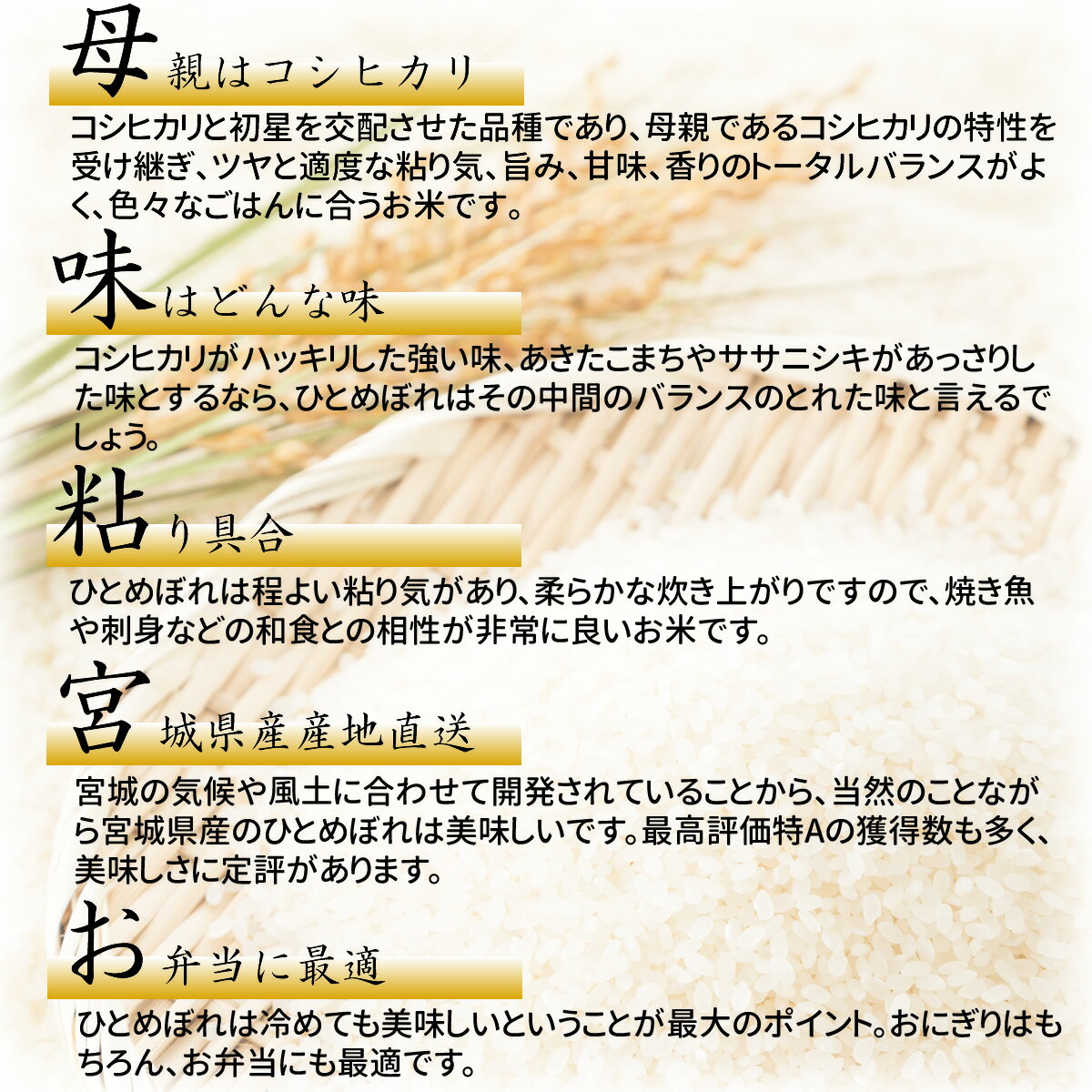 令和元年 宮城県産 ひとめぼれ 10kg！玄米,5分,7分,精白米(精米時重量約1割減)【米】【dp】【asu】