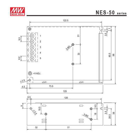 AC/DCスイッチング電源 NES-50-5 5V DC5V 10A 50W 室内用 業務/産業用 電源ユニット NESー50ー5 NES−50−5 NES-50W-5V あす楽