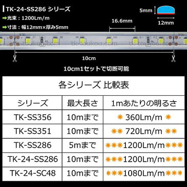 LEDテープライト シリコンチューブ TK-24-SSMD2835(60)-27K 電球色(2700K) 60粒/m 単色 IP67 6m DC24V 屋外使用可能 ジャック付外径5.5mm×内径2.1mm DIY ※点灯するには別途ACアダプターが必要です あす楽