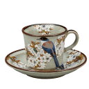 【最大10%OFFクーポン 7/11 1:59まで】 九谷焼 切立コーヒー 山桜に鳥/美山窯<送料無料 コーヒーカップ カップ&ソーサー 人気 ギフト 贈り物 ...