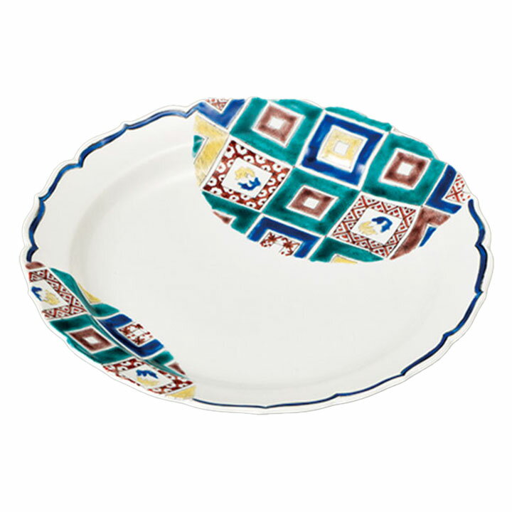 九谷焼 8.3号盛皿 石畳の図 大皿 大きいお皿 25cm 送料無料 化粧箱入 人気 ギフト 贈り物 結婚祝い 内祝い お祝い [ss]