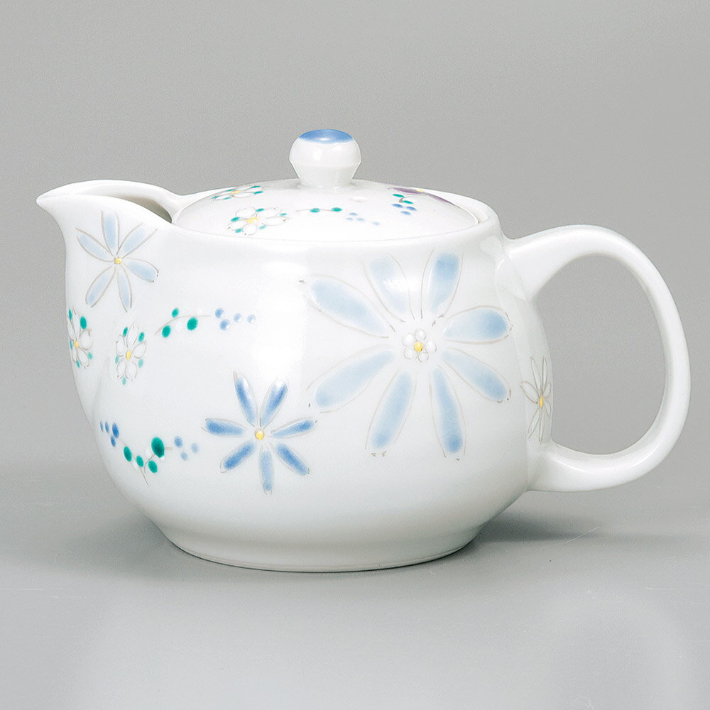 九谷焼 ポット急須 色絵花文（紺）/幸洋窯＜送料無料 茶器 湯呑 ポット 急須 人気 ギフト 贈り物 結婚祝い/内祝い/お祝い/＞