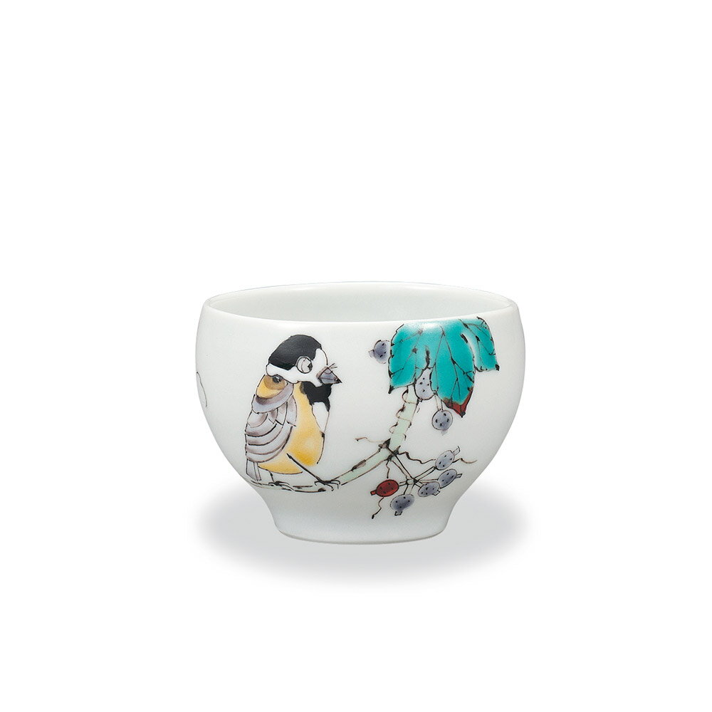 九谷焼 ぐい? 野葡萄に山雀/大志窯＜送料無料 酒器 盃 ぐい呑 人気 ギフト 贈り物 結婚祝い/内祝い/お祝い/＞ 化粧箱入り