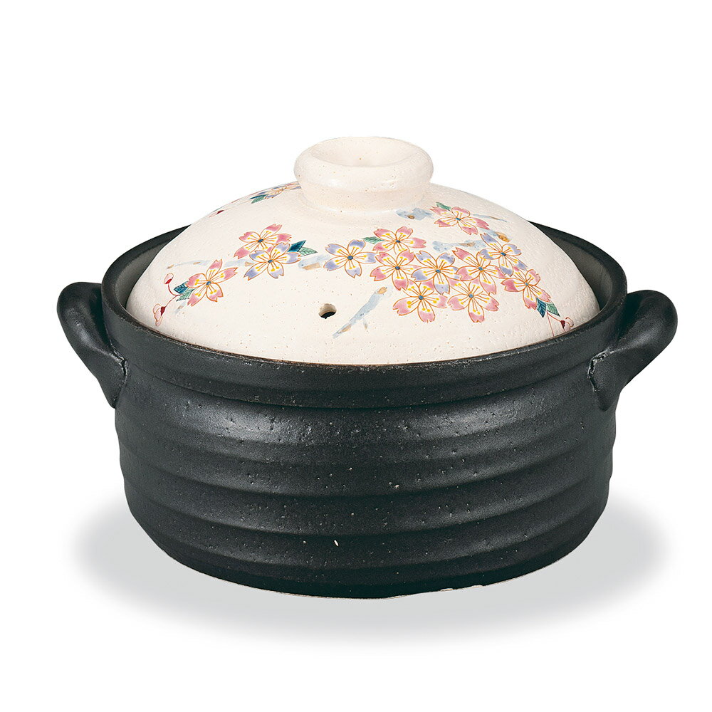 九谷焼 2号炊きご飯釜 和桜/大志窯＜送料無料 食卓小物 鍋 人気 ギフト 贈り物 結婚祝い/内祝い/お祝い/＞ 化粧箱入り