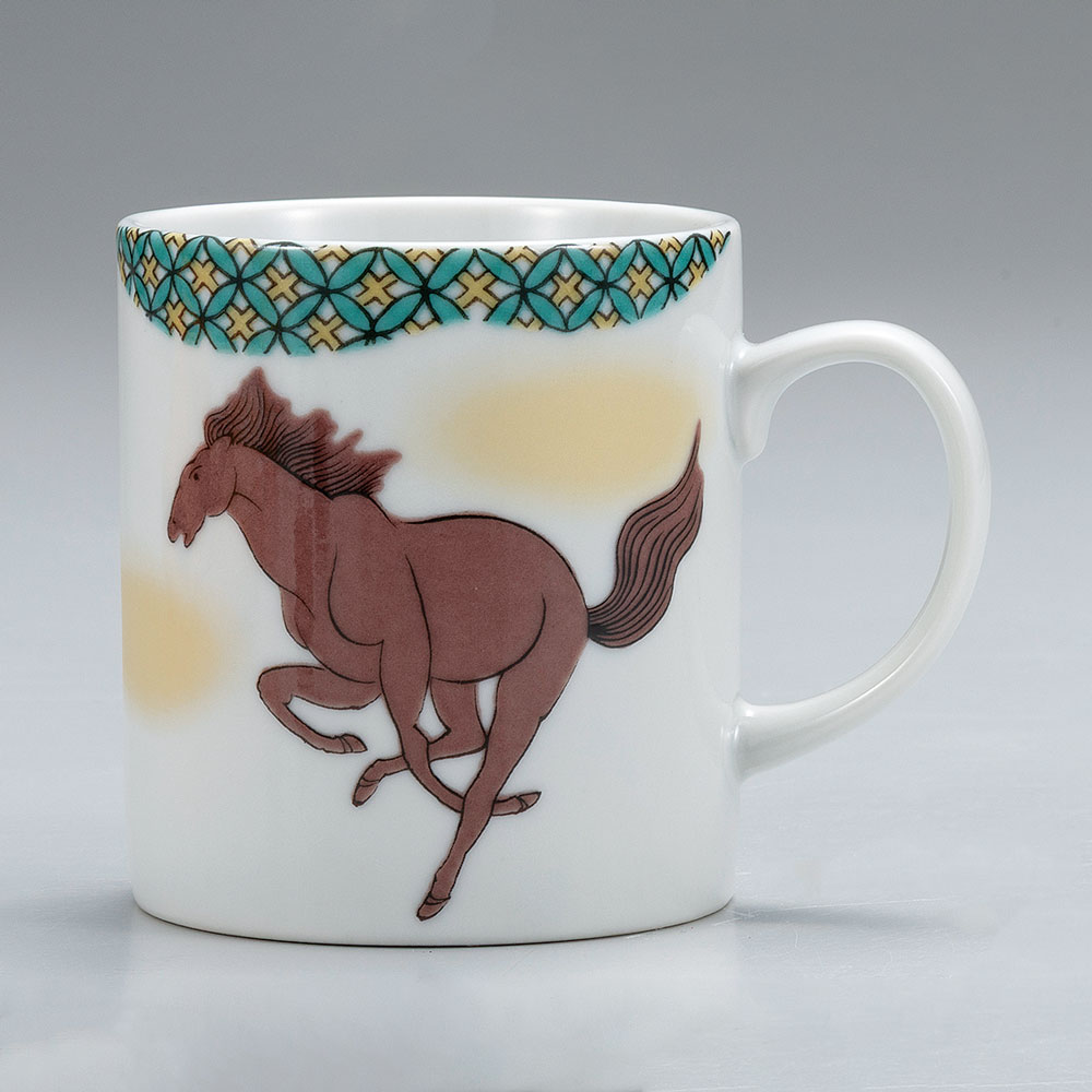 九谷焼 マグカップ 小紋午 ＜カップ マグカップ 2026年 十二支 午年 丙午 人気 ギフト 贈り物 結婚祝い/内祝い/お祝い/＞