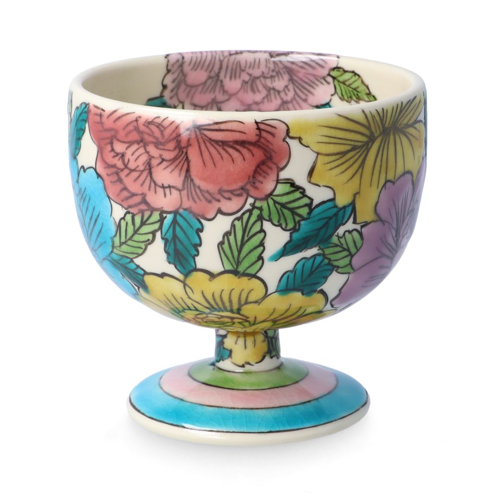 九谷焼 足付ゴブレット ばら紋/石原進一 | カップ フリーカップ 酒器