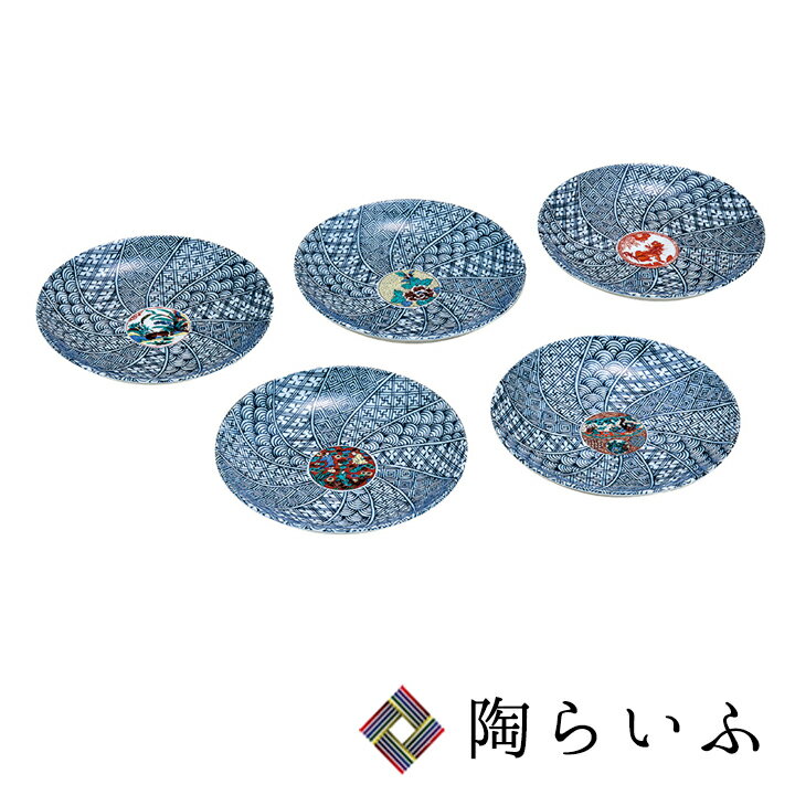 九谷焼 5.2号皿揃 時代画 ＜和食器 皿 中皿 取皿 人気 ギフト セット 贈り物 結婚祝い/内祝い/お祝い＞ 化粧箱入り