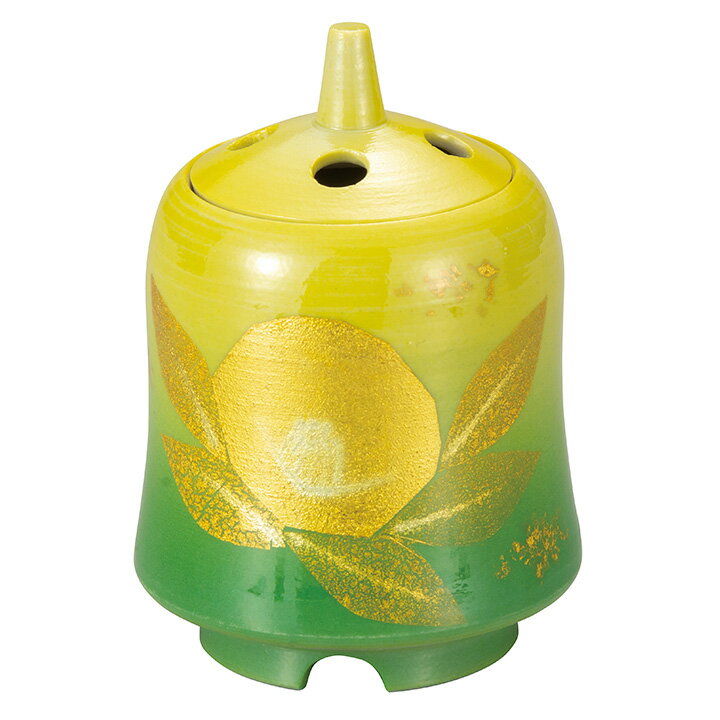 九谷焼 3号香炉 金箔山茶花/山田登陽志＜香炉 仏具 人気 ギフト 贈り物 床の間 和室 仏壇＞