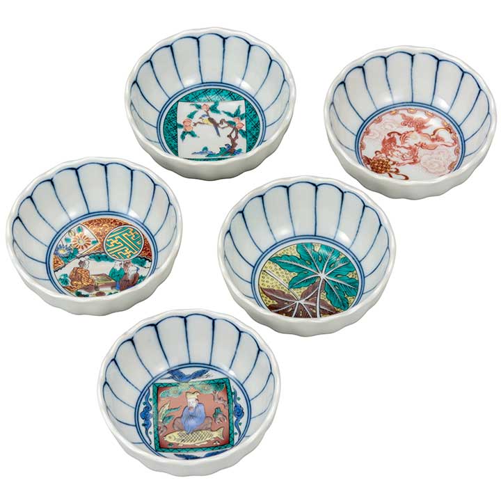 九谷焼 3号小鉢揃 時代画 ＜和食器 鉢 小鉢 人気 ギフト 5枚セット 贈り物 結婚祝い/内祝い/お祝い/＞ 化粧箱入り