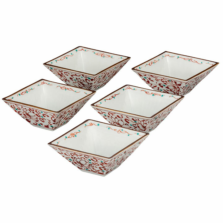 九谷焼 3.8号小鉢揃 唐草 ＜和食器 鉢 小鉢 人気 ギフト 5枚セット 贈り物 結婚祝い/内祝い/お祝い/＞ 化粧箱入り