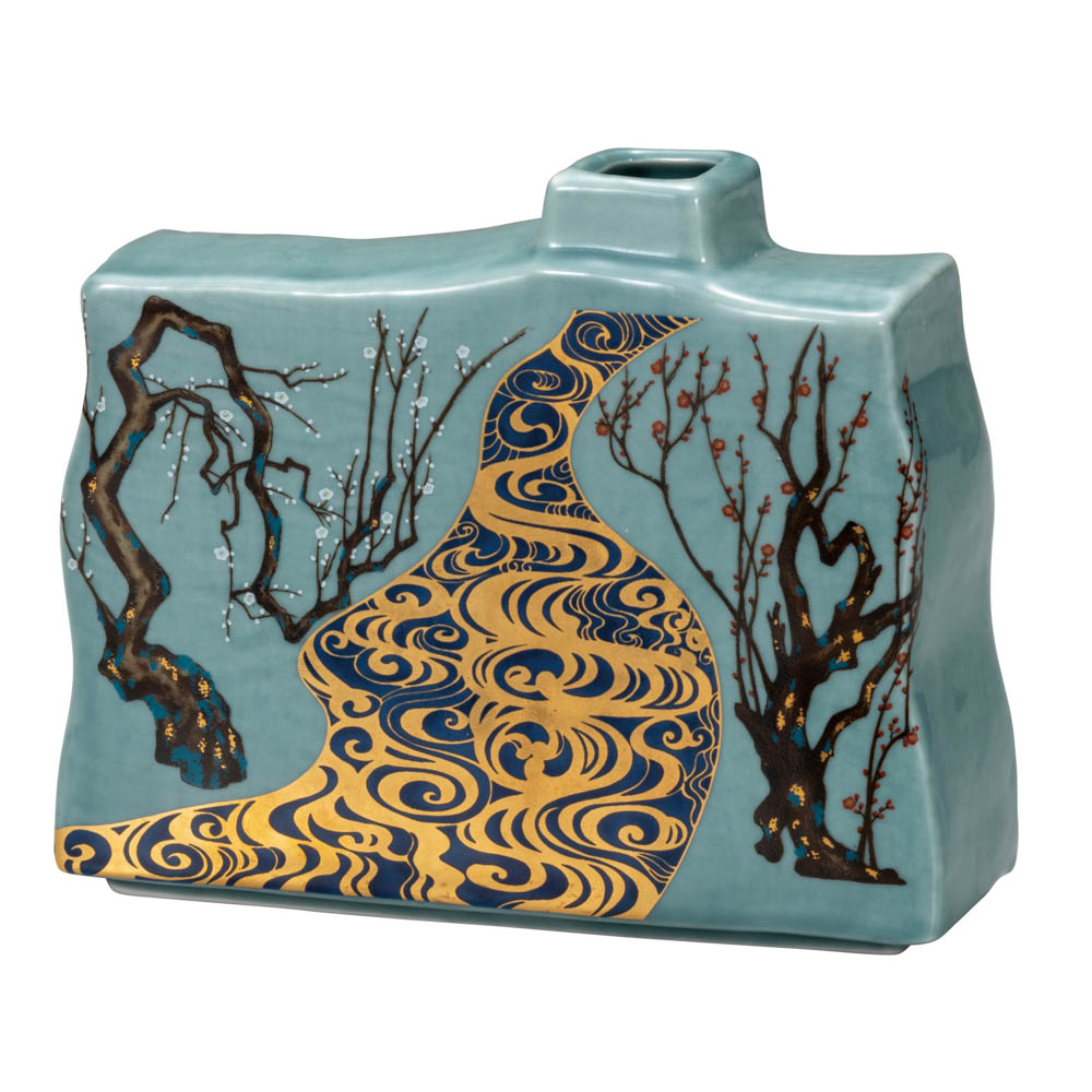 九谷焼 5号一輪生 光琳梅 ＜花瓶 一輪生 ギフト 人気 贈り物 結婚祝い/内祝い/お祝い＞ 化粧箱入り