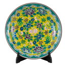 九谷焼 12号飾皿 吉田屋風花詰(皿立付) <送料無料>皿 飾り皿 人気 ギフト 贈り物 新築祝い/開業祝い/記念品/法人ギフト 木箱入り