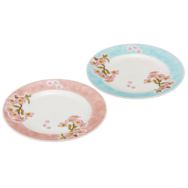 九谷焼 6.5号ペア皿 色桜＜皿 中皿 人気 ギフト 贈り物 結婚祝い/内祝い/お祝い/＞ 化粧箱入り [ss]