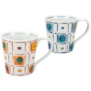 九谷焼 ペアマグカップ 二色石畳 / 万作窯 <カップ マグカップ ペア 人気 ギフト 贈り物 結婚祝い/内祝い/お祝い/> 化粧箱入り