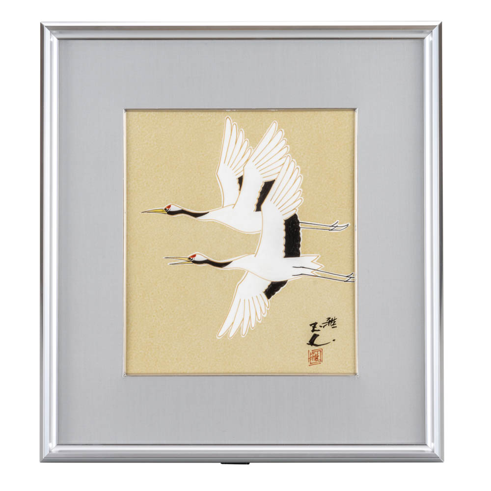 九谷焼 陶額 金彩双鶴 / 谷敷正人 <送料無料>陶額 人気 ギフト 贈り物 新築祝い/開業祝い/記念品/法人ギフト