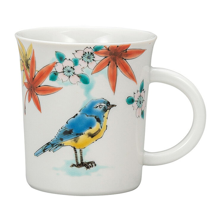 九谷焼 マグカップ 春秋ルリビタキ/雅人窯<送料無料 カップ マグカップ 人気 ギフト 贈り物 結婚祝い/内祝い/お祝い/> 化粧箱入り