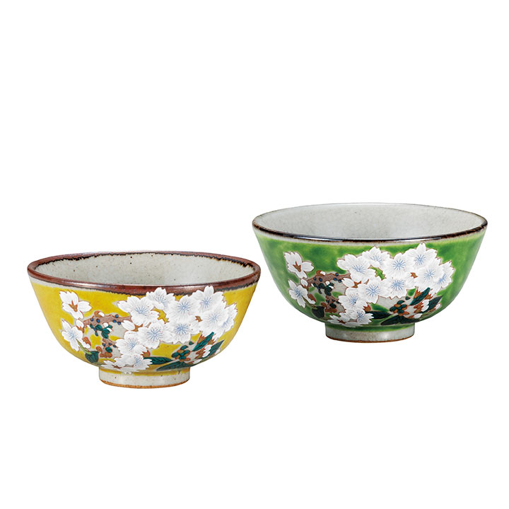 九谷焼 組飯碗 さくら＜送料無料 飯碗 ペア 人気 ギフト 贈り物 結婚祝い/内祝い/お祝い/＞ 化粧箱入り