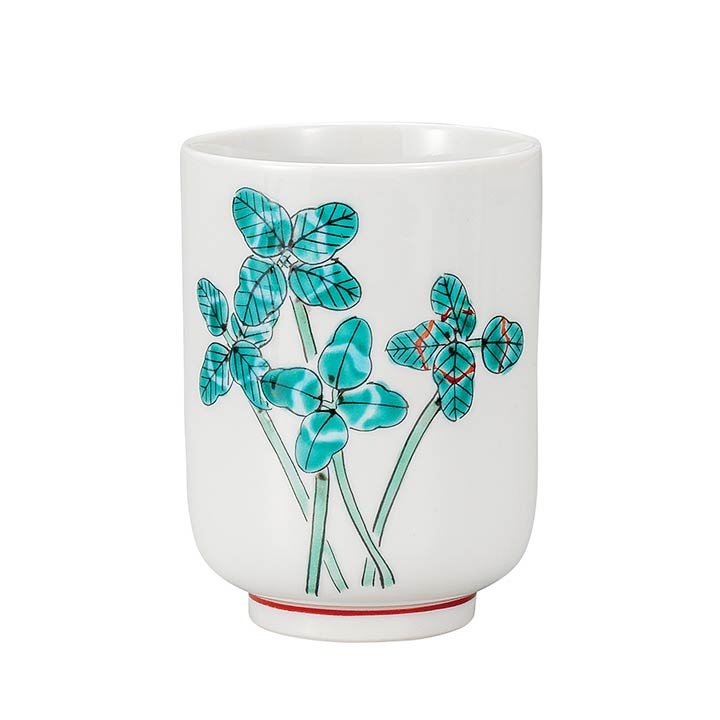 九谷焼 湯呑 クローバー/大志窯＜送料無料 茶器 湯呑 人気 ギフト 贈り物 結婚祝い/内祝い/お祝い/＞ 化粧箱入り