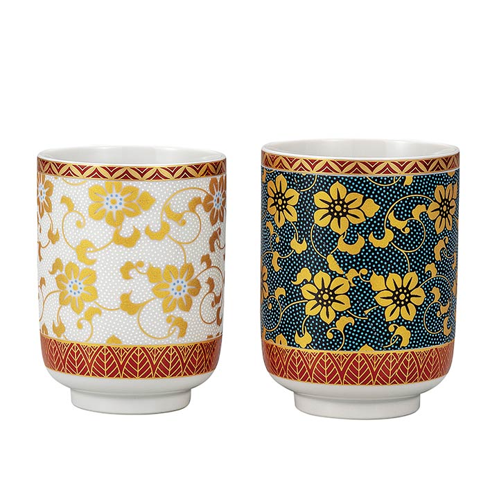 九谷焼 組湯呑 コンビ鉄仙＜送料無料 茶器 湯呑 ペア 人気 ギフト 贈り物 結婚祝い/内祝い/お祝い/＞ 化粧箱入り