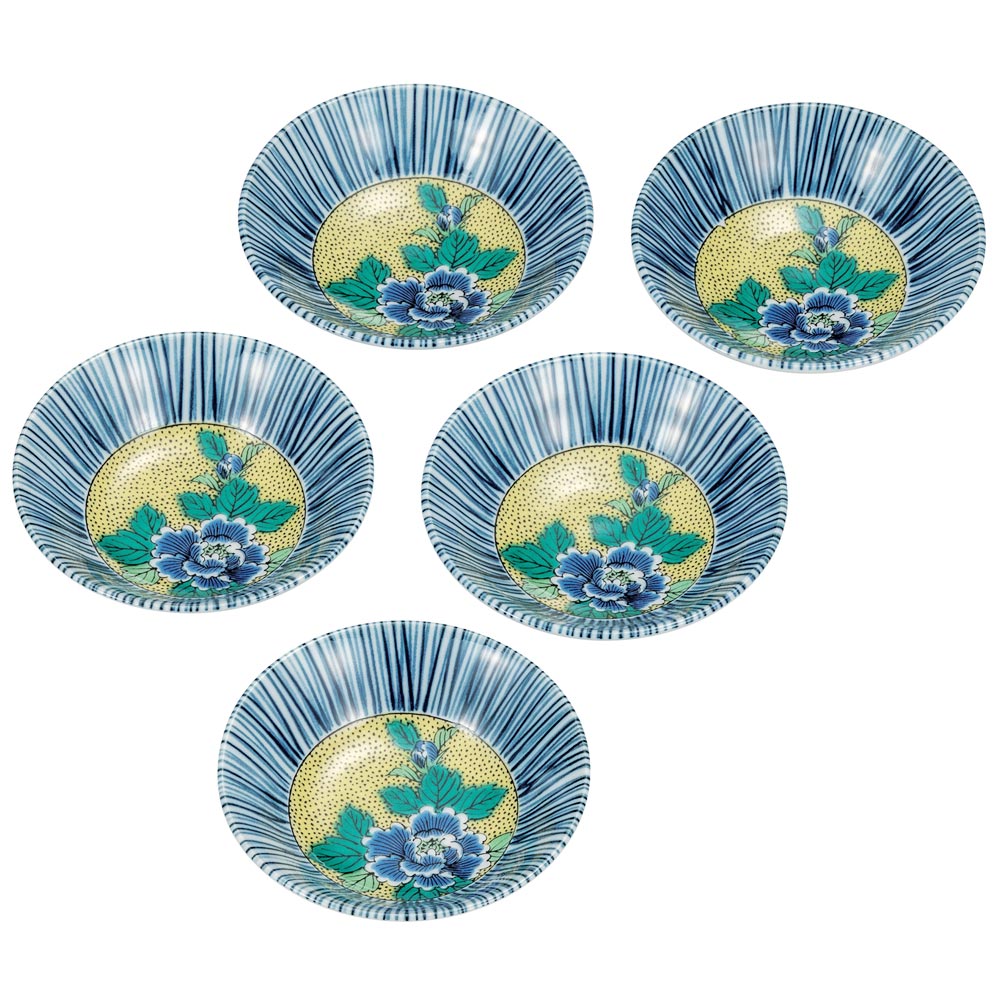 九谷焼 3.5号小鉢揃 吉田屋牡丹＜送料無料 和食器 鉢 小鉢 人気 ギフト 贈り物 結婚祝い/内祝い/お祝い/＞ 化粧箱入り