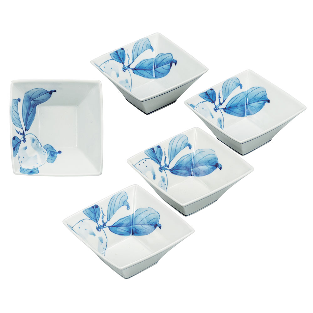 九谷焼 3.5号小鉢揃 柚子/紅椿窯＜送料無料 和食器 鉢 小鉢 人気 ギフト 贈り物 結婚祝い/内祝い/お祝い/＞ 化粧箱入り