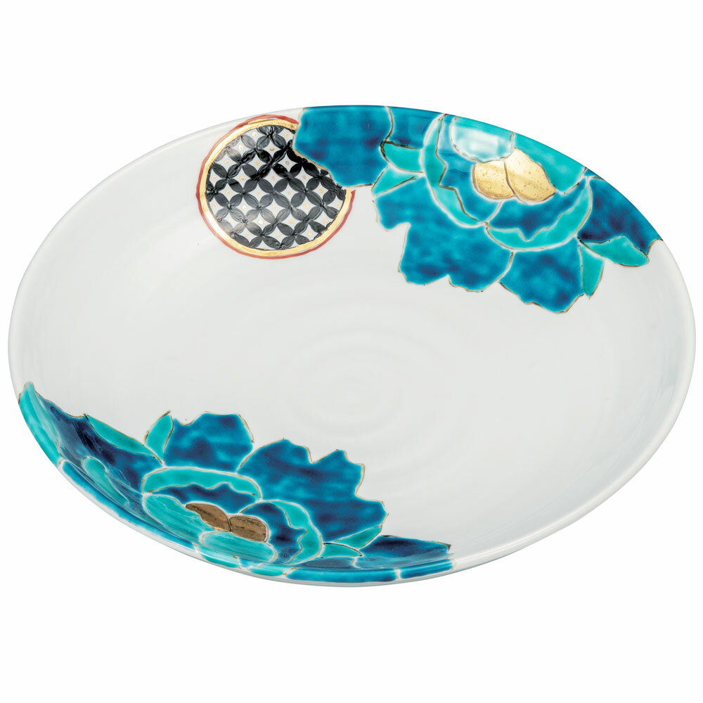 九谷焼 9号盛皿 碧牡丹/佐藤剛志＜送料無料 皿 中皿 人気 ギフト 贈り物 結婚祝い/内祝い/お祝い/＞ 化粧箱入り