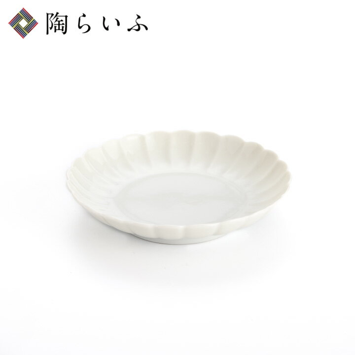 九谷焼 白磁 菊型皿/妙泉陶房 和食器 皿 小皿 人気 ギフト 贈り物 結婚祝い 内祝い お祝い 化粧箱入り