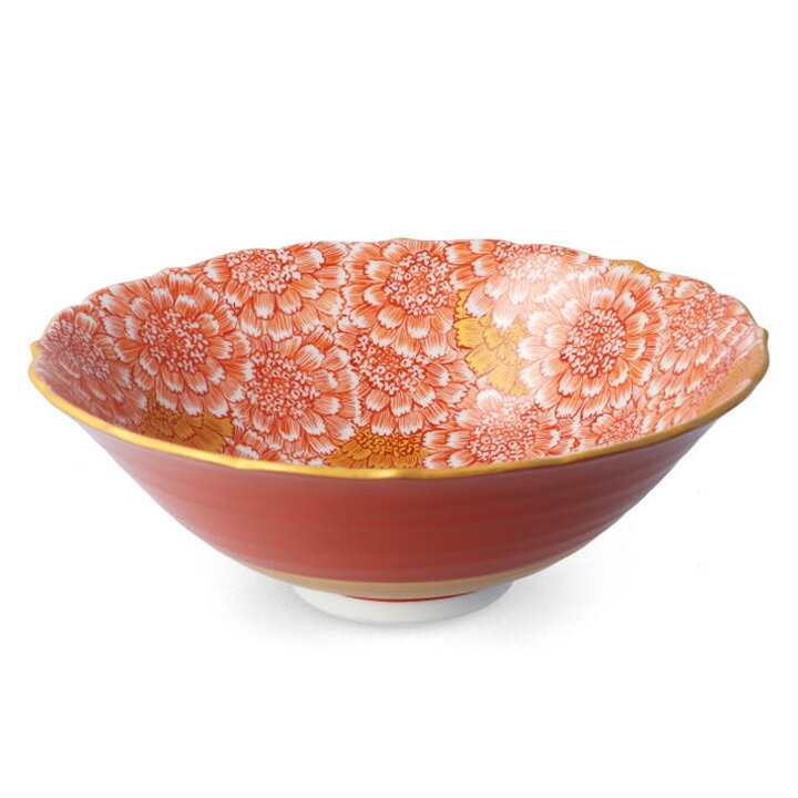 九谷焼 新輪花鉢 細華 【赤】/ 中川眞理子 | 中鉢 盛鉢 16cm 化粧箱入り