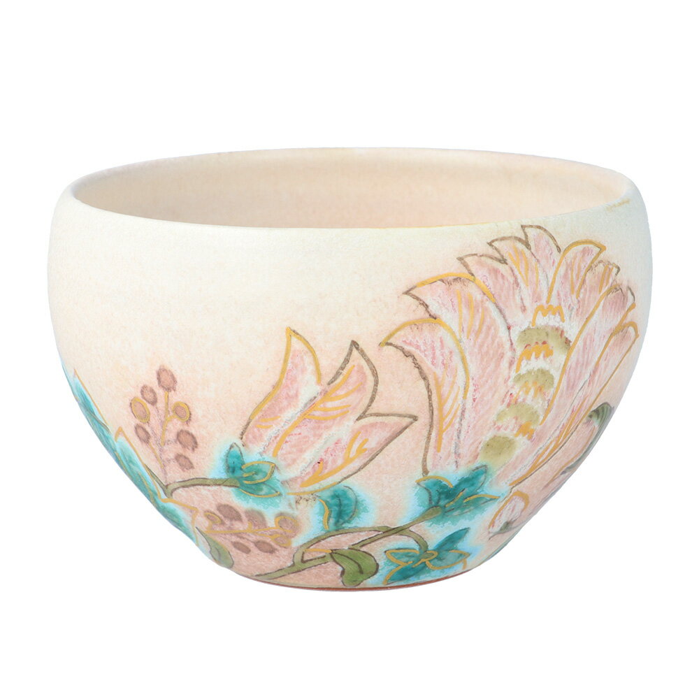 九谷焼 ボウル 夢窓華 ピンク / うつつ窯 稲積佳谷 日本製 食器 小鉢 サラダボウル デザートカップ カップ アンティーク調 上品 華やか ホワイト 白 パステル 花柄 かわいい おしゃれ ギフト 贈り物 お祝い プレゼント