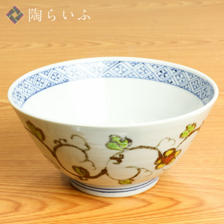 九谷焼 丼 色絵唐草 染付/海野裕＜送料無料 和食器 丼 丼ぶり 人気 ギフト 贈り物 結婚祝い/内祝い/お祝い/＞のサムネイル