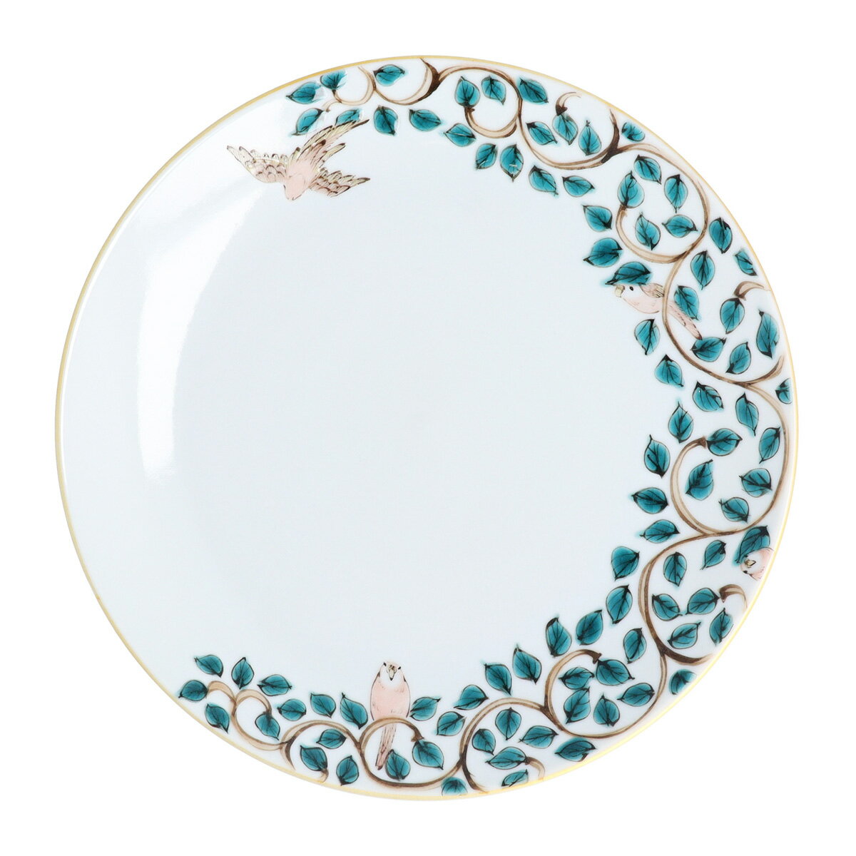 九谷焼 5寸皿 唐草インコ 【アキクサインコ】 / 山浦早織 | 15cm ことり 小鳥 キッチン 食器 中皿 取り皿 皿 化粧箱入り