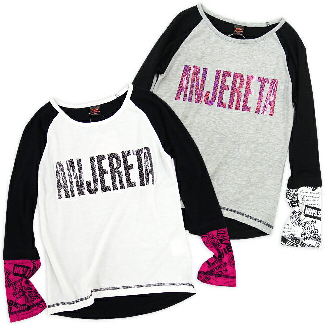 【2014☆秋の新作】Anjereta (アンジェリータ) すそイレギュラーラグランTシャツ/140cm/150cm/160cm/ジュニア/キッズ/女の子/子供/