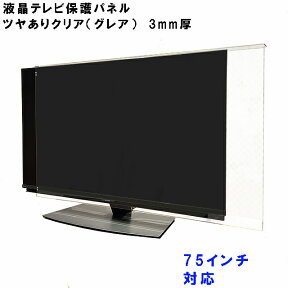 テレビガード 75型 76型 75インチ 76インチ ツヤあり グレア調 板厚3mm パネルストッパー付属 ぴったり ズレない 液晶保護パネル TV アクリル板 テレビガード モニター 保護カバー