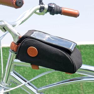 送料無料 TOURBON 自転車用 フレームチューブ 携帯電話バッグ バイクポーチ 透明 ビジュー サイクリング用 ブラック 自転車 トップチューブバッグ ロードバイク スマホ 小物入れ バイク