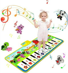 ピアノ おもちゃ ミュージックマット 10鍵盤 10曲デモ 8種類音色 録音機能 OKOTモード 知育玩具 誕生日プレゼント 折り畳み式 電池式 プレゼント 100 x 36cm