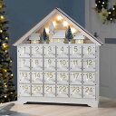 1. 白い家のクリスマスカレンダー、木製の材料、手描き、独特のデザイン。 2. 高さ：33.6 cm、幅：41 cm。引き出し、幅：3 cm、高さ3センチ、厚さ：4 cm。オリジナルデザイン。 3. 毎日子供たちは小さな引き出しから目上の人の気持ちを得ることができて、これは子供のころのすばらしい思い出になれる。 4. 木製のカレンダーは年を重ねるごとに使用でき、クリスマスはそれによって家庭の伝統的な祝日になれる。 ライトでデザインし、単三電池3本で駆動 (含まれていません) 原産国：中国