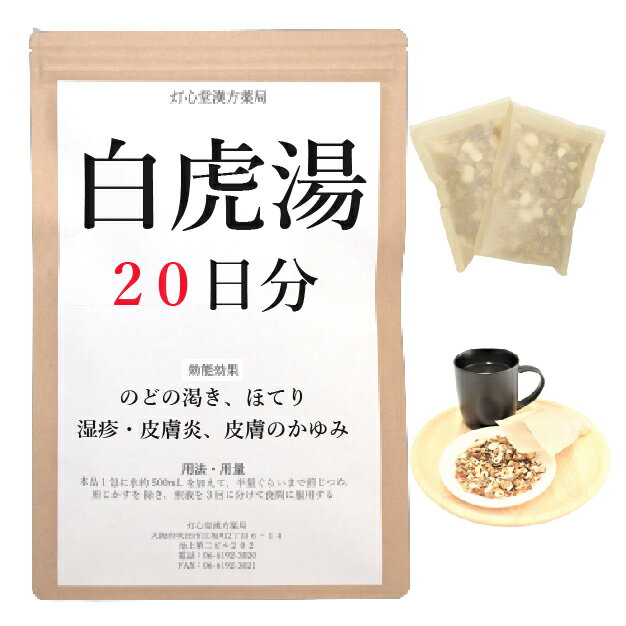 白虎湯 20日分(20包) 煎じ薬 のどの渇き ほてり 湿疹 皮膚炎 薬局製剤 漢方 ビャッコトウ びゃっことう せんじ