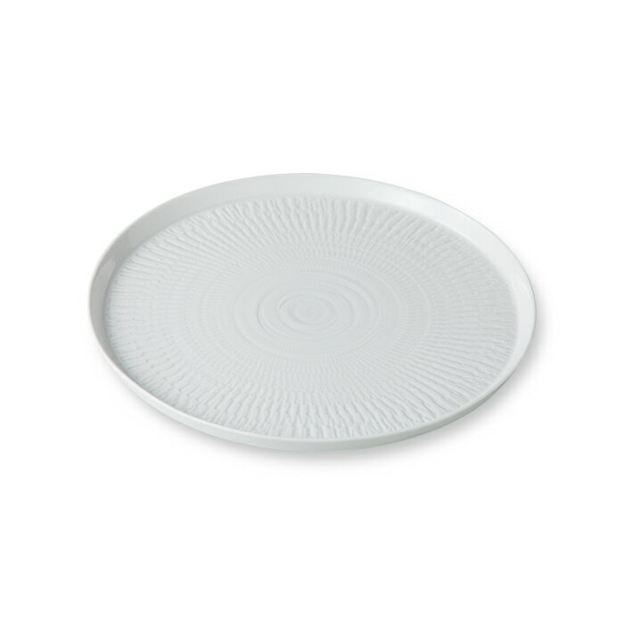 波佐見焼 白磁トビカンナ 26cmプレート ホワイト お皿 食器 大皿 ランチプレート ワンプレート 丸型 手仕事 はさみ焼 パスタ皿 大きいサイズ 磁器 電子レンジ使用可 通販 HASAMI おしゃれ
