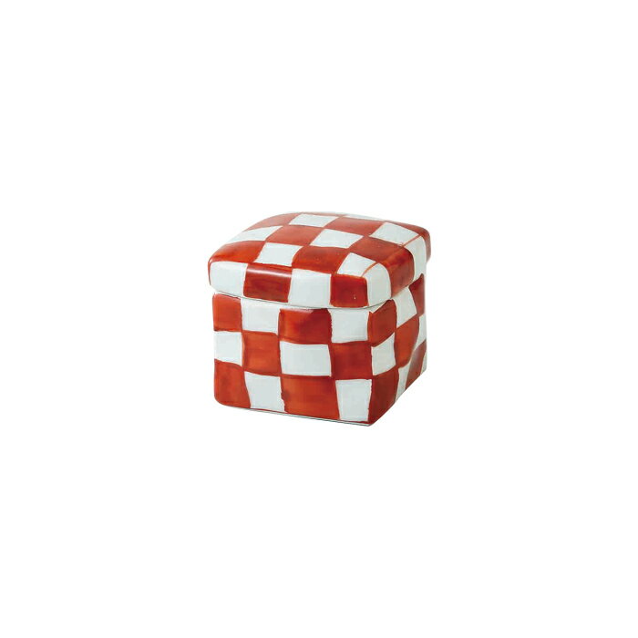 【スーパーセール期間10％OFF】赤絵市松　蓋付き容器・陶箱　（角・小） 《長崎県産の波佐見焼（はさみ焼）》西海陶器 HASAMI おしゃれ