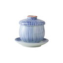 波佐見焼 茶碗蒸し ベイシックな千筋柄の蒸し碗 花十草