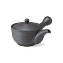 波佐見焼 【黒千段】 SS平急須 スーパーステンレス網茶こし付き 茶器 お茶 茶こし付き はさみ焼 *(ブラック) Φ11×高さ9cm 300ml 310g